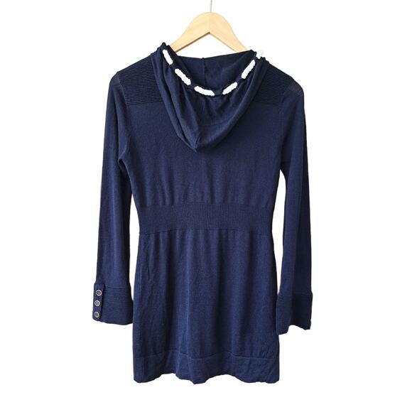 Nanette Lepore Navy Blue Wool Cardian Sweater Hoodie Nautical Size Small - Picture 9 of 9